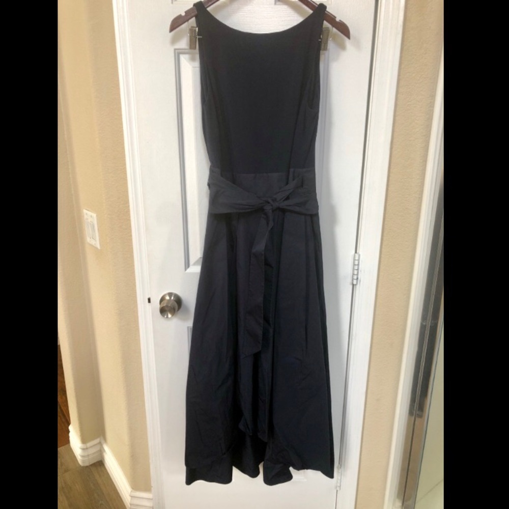 LRL Navy Belted Taffeta Dress